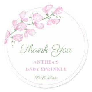 Delicate Pink Flowers Baby Shower Thank You Favor Classic Round Sticker