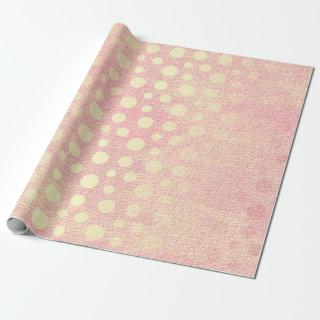 Delicate Pink Peach Pastel Golden Polka Dots