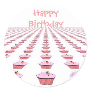 Delicious Birthday Cupcakes Classic Round Sticker
