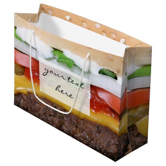 delicious cheeseburger with pickles photograph large gift bag