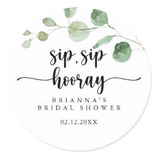 Delight Eucalyptus Sip Sip Hooray Bridal Shower  Classic Round Sticker