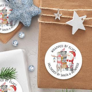 Delivered by Santa and Reindeer Classic Round Sticker