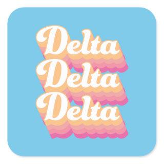 Delta Delta Delta | Groovy Script Square Sticker