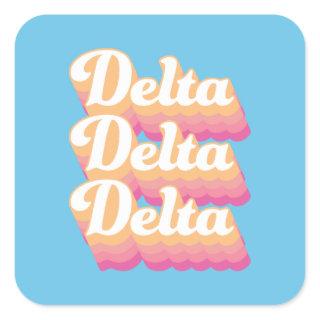 Delta Delta Delta | Groovy Script Square Sticker