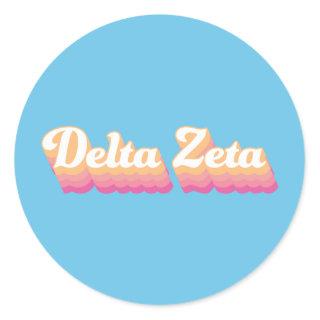 Delta Zeta | Groovy Script Classic Round Sticker