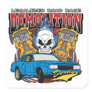 Demolition Derby Square Sticker