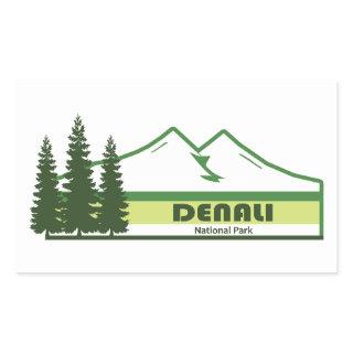 Denali National Park Alaska Green Stripes Rectangular Sticker
