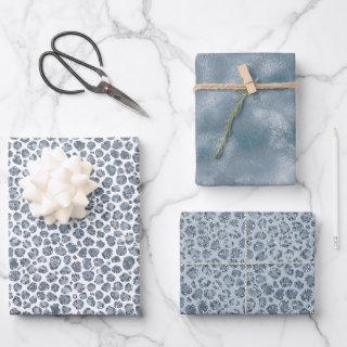 Denim Blue Leopard Print Glitter  Sheets