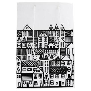 Densely populated streets of the old city. medium gift bag