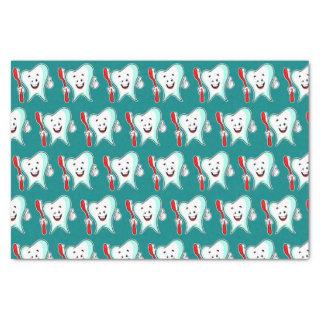 Dental Care Happy Tooth with Toothbrush Pattern Tissue Paper