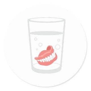 Dentures Glass Classic Round Sticker