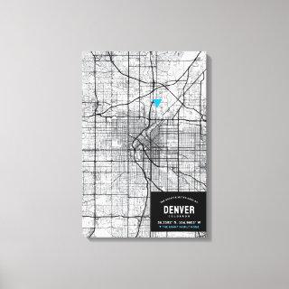Denver, Colorado City Map + Mark Your Location Canvas Print