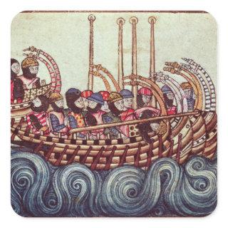 Departure of a Boat for the Crusades, Square Sticker