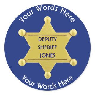 Deputy Sheriff Gold Star Badge Custom Sticker