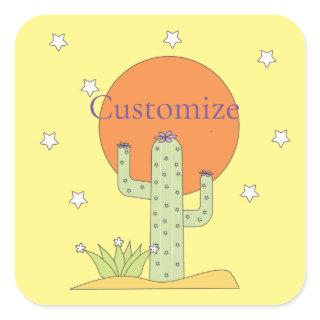 Desert Cactus Sun Thunder_Cove  Square Sticker