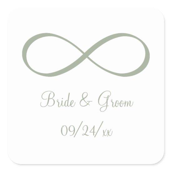 Desert Sage Infinity Symbol Save the Date Square Sticker