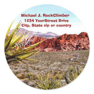 Desert Scenery Address Classic Round Sticker