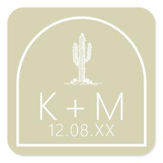 Desert Vibes Wedding Cactus Motif Sage ID1019 Square Sticker