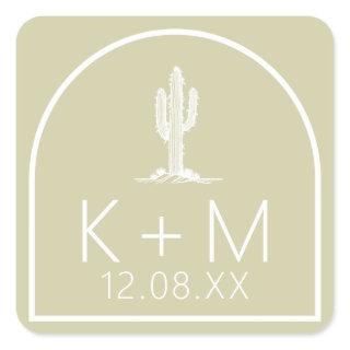 Desert Vibes Wedding Cactus Motif Sage ID1019 Square Sticker