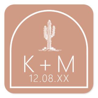Desert Vibes Wedding Cactus Terra Cotta ID1019 Square Sticker
