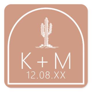 Desert Vibes Wedding Cactus Terra Cotta ID1019 Square Sticker