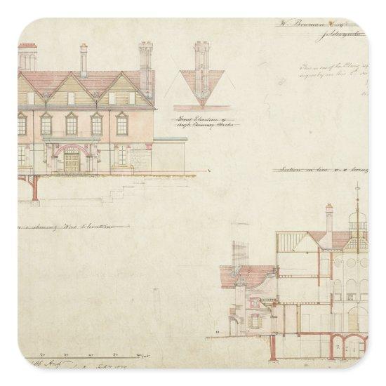 Design for Joldwyns, Surrey, 1872 (pen & ink and w Square Sticker