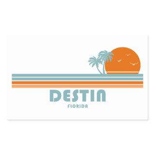 Destin Florida Sun Palm Trees Rectangular Sticker