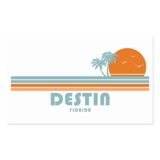 Destin Florida Sun Palm Trees Rectangular Sticker