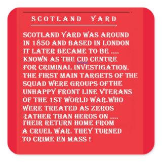 DETECTIVES COPS ROBBERS HISTORY SQUARE STICKER