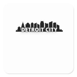 Detroit City Skyscraper Skyline Square Sticker