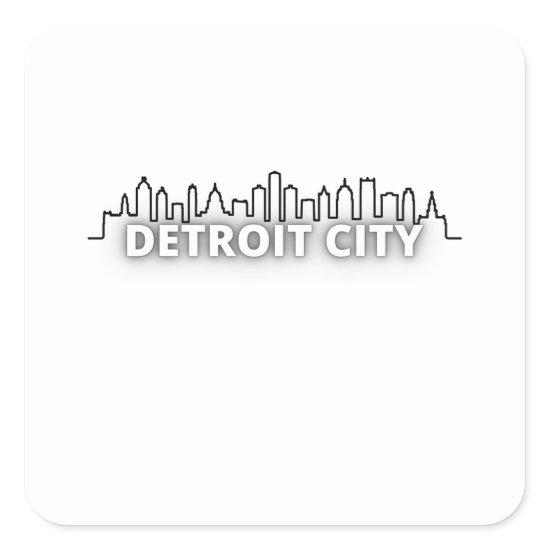 Detroit City Skyscraper Skyline Square Sticker