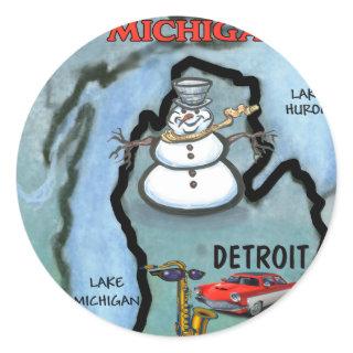 Detroit Michigan Classic Round Sticker