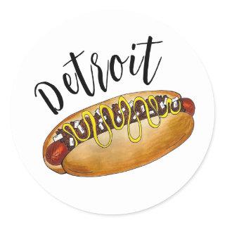 Detroit Michigan MI Coney Island Hot Dog Hotdog Classic Round Sticker