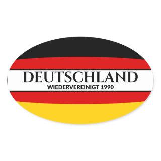 Deutschland Wiedervereinigt 1990 German Flag Oval Sticker