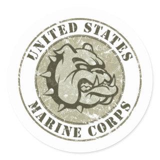 Devil Dog Vintage Emblem Classic Round Sticker