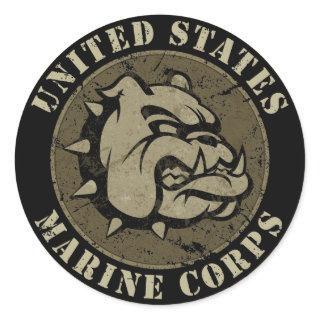 Devil Dog Vintage Emblem Classic Round Sticker