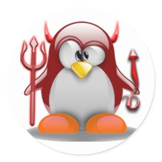 Devil Tux (Linux Tux) Classic Round Sticker