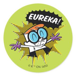 Dexter "Eureka!" Halftone Callout Graphic Classic Round Sticker