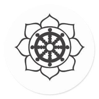 Dharma Wheel Lotus Classic Round Sticker