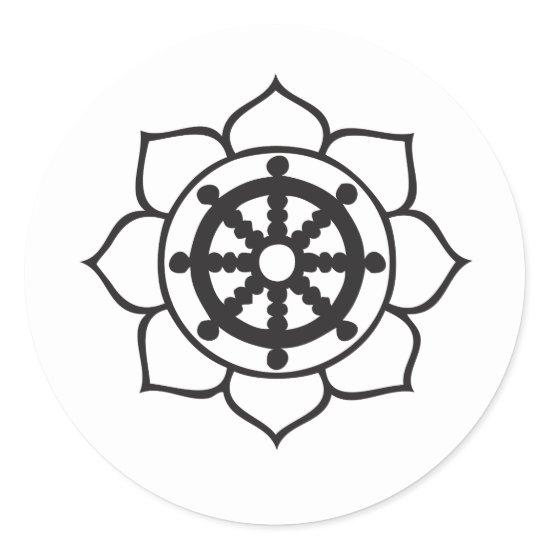 Dharma Wheel Lotus Classic Round Sticker