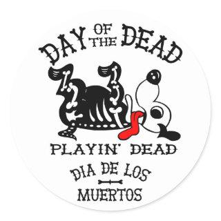 dia de los muertos  playin dead dog sticker
