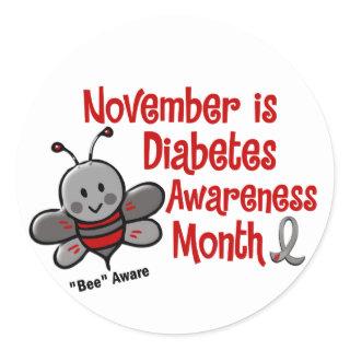 Diabetes Awareness Month Bee 1.3 Classic Round Sticker