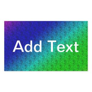 Diag Rainbow Gradient Floral Pattern Blue Green Rectangular Sticker