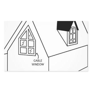 Diagram of dormer and gable window rectangular sticker