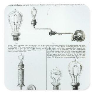 Diagrams of lightbulbs and their brackets square sticker