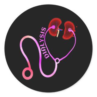 Dialysis Technician Nurse Kidney Heartbeat Classic Round Sticker