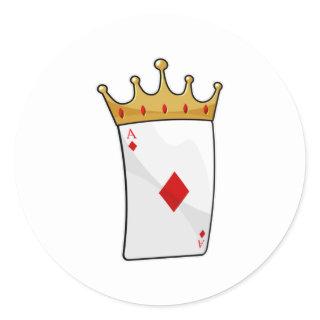 Diamond Ace with King Crown Classic Round Sticker