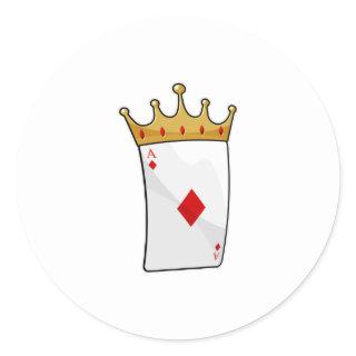 Diamond Ace with King Crown Classic Round Sticker