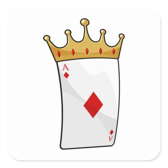 Diamond Ace with King Crown Square Sticker