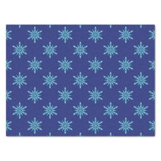 Diamond Decorated Blue Snowflakes Tissue Paper